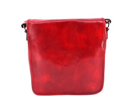 Kožená taška přes rameno crossbody - červená