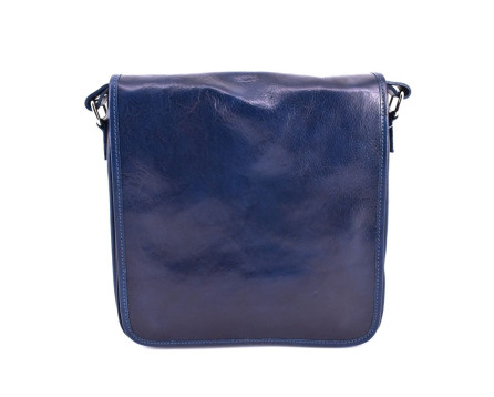 Kožená taška přes rameno crossbody - modrá