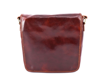 Kožená taška přes rameno crossbody - hnědá