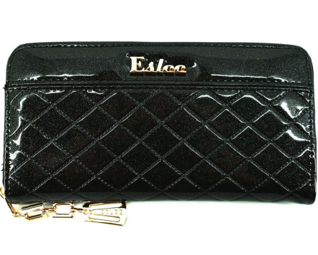 Dámská / dívčí lakovaná peněženka  pouzdrového typu Eslee - černá