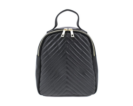 Dámský/dívčí kožený prošívaný batoh Arteddy - černá
