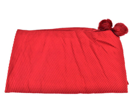 Dámská zimní šála jednobarevná s bambulemi Arteddy - vínová