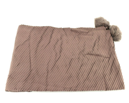 Dámská zimní šála jednobarevná s bambulemi Arteddy - taupe