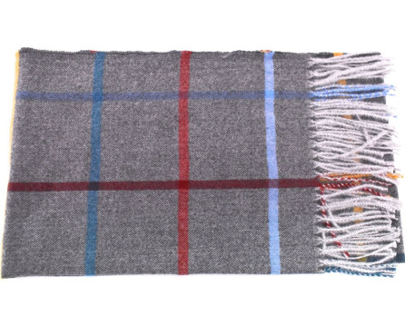 Károvaná šála s třásněmi dámská/pánská - šedá