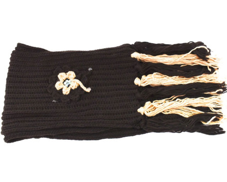 Dívčí šála s třásněmi  - tmavě hnědá