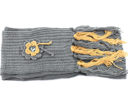 Dívčí šála s třásněmi - šedá