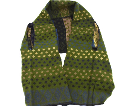 Moderní oboustranná šála/pončo -- tmavě zelená