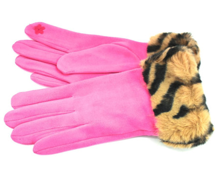 Elegantní zateplené dámské rukavice ozdobené kožešinou