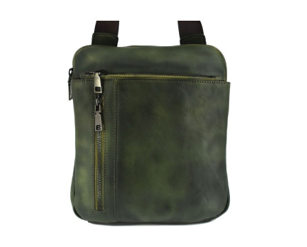 Kožená taška přes rameno crossbody - tmavě zelená