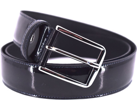 Lesklý kožený opasek - tmavě modrá