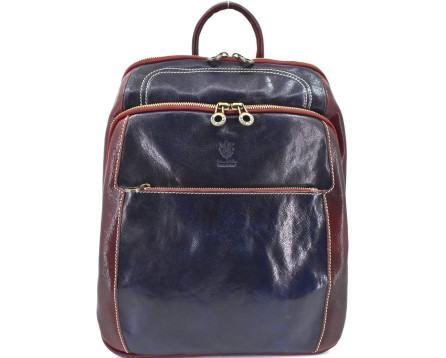 Kožený batoh Arteddy - tmavě modrá / hnědá