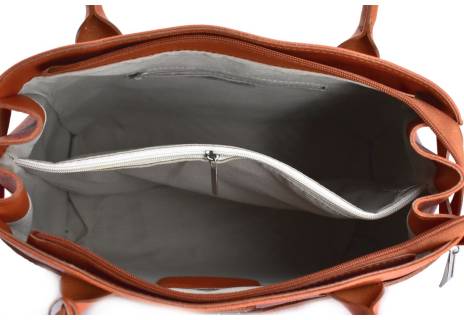 Dámská kožená kabelka shopper Arteddy - světle hnědá