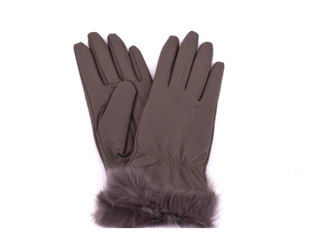Dámské kožené rukavice Coveri Collection ozdobené kožešinou
