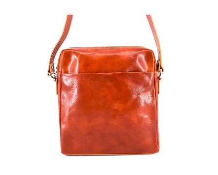 Kožená taška přes rameno crossbody - koňak