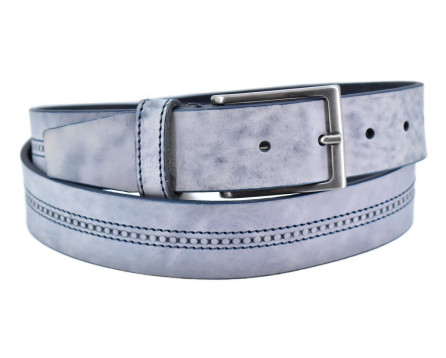 Kožený opasek - světle šedá/125