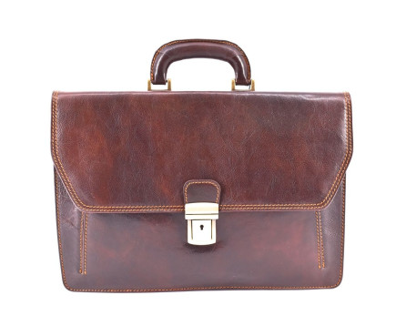 Kožená aktovka Arteddy - 2 komorová tmavě hnědá