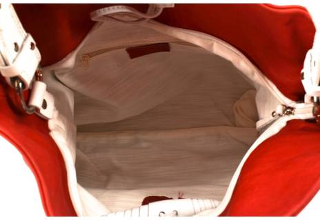 Dámská kožená kabelka Arteddy - červená/bílá