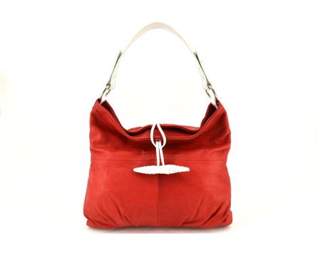 Dámská kožená kabelka Arteddy - červená/bílá