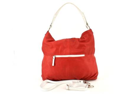 Dámská kožená kabelka Arteddy - červená/bílá